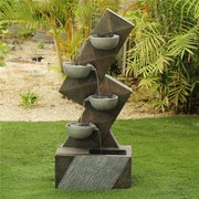Luxen Home Luxen Home Cement Modern Tiered Pots Outdoor Fountain WHF908